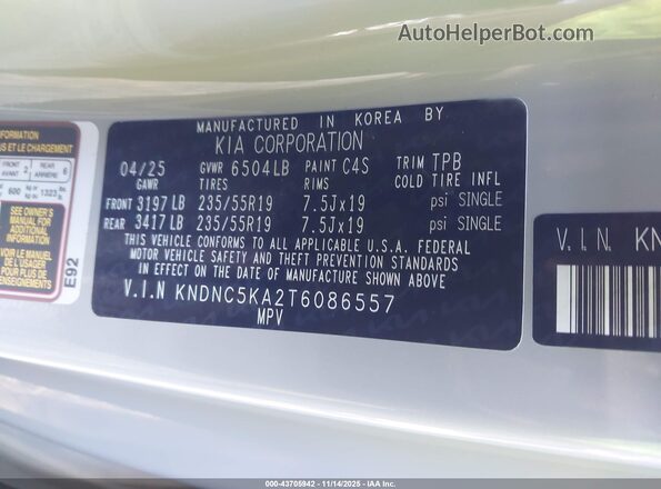 KNDNC5KA2T6086557 2026 KIA CARNIVAL MPV HYBRID Gray Вид підкапотного простору