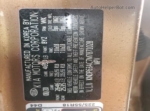 KNDP63AC7M7871028 2021 KIA SPORTAGE Orange VIN sticker view