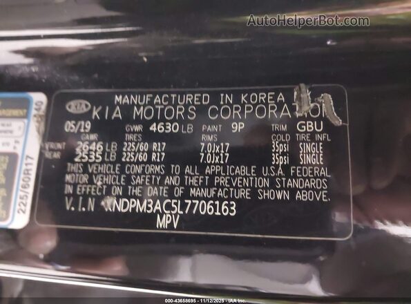 KNDPM3AC5L7706163 2020 KIA SPORTAGE Black Engine compartment view