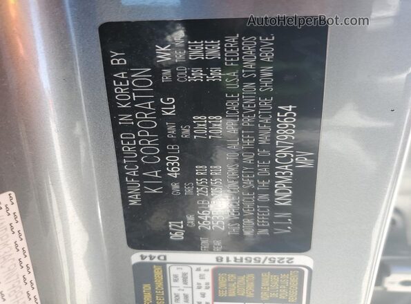 KNDPM3AC9N7989654 2022 KIA SPORTAGE Серебряный Вид наклейки с VIN-кодом