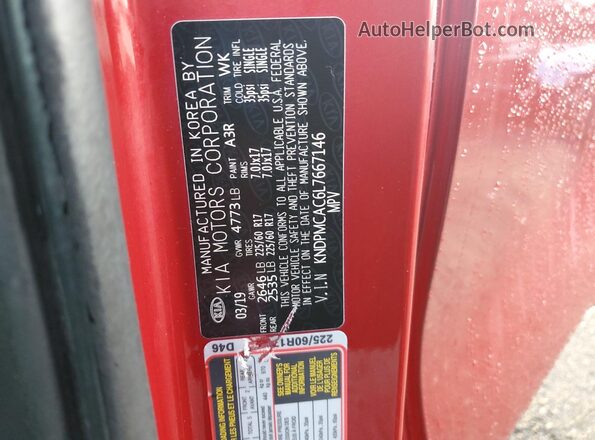 KNDPMCAC6L7667146 2020 KIA SPORTAGE Red VIN sticker view