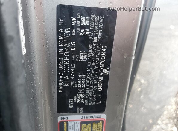 KNDPMCACXN7000440 2022 KIA SPORTAGE Gray VIN sticker view