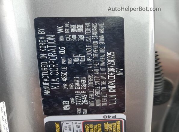 KNDPUCDF0R7230225 2024 KIA SPORTAGE Silver VIN sticker view