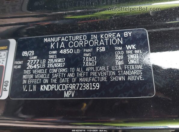 KNDPUCDF9R7238159 2024 KIA SPORTAGE Black Շարժիչի բաժամունքի տեսք