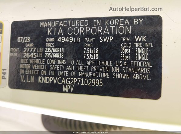 KNDPVCAG2P7102995 2023 KIA SPORTAGE HYBRID White Շարժիչի բաժամունքի տեսք