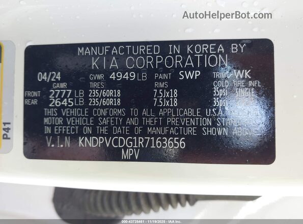 KNDPVCDG1R7163656 2024 KIA SPORTAGE HYBRID White Vista del compartimento del motor