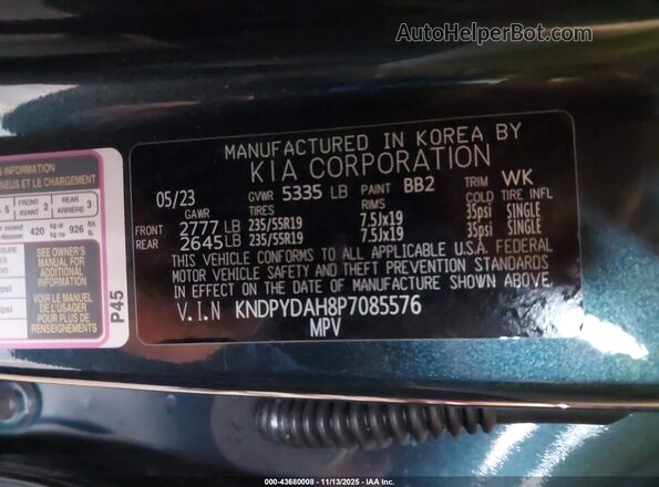 KNDPYDAH8P7085576 2023 KIA SPORTAGE PLUG-IN HYBRID Green Engine compartment view