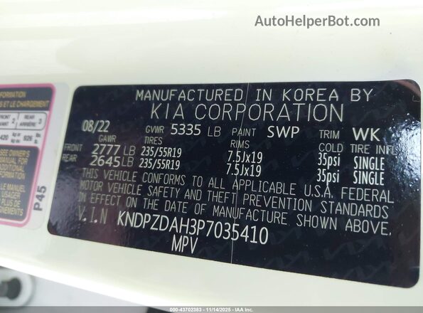KNDPZDAH3P7035410 2023 KIA SPORTAGE PLUG-IN HYBRID White Vista del compartimento del motor