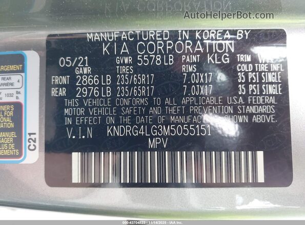 KNDRG4LG3M5055151 2021 KIA SORENTO HYBRID Silver Widok komory silnika
