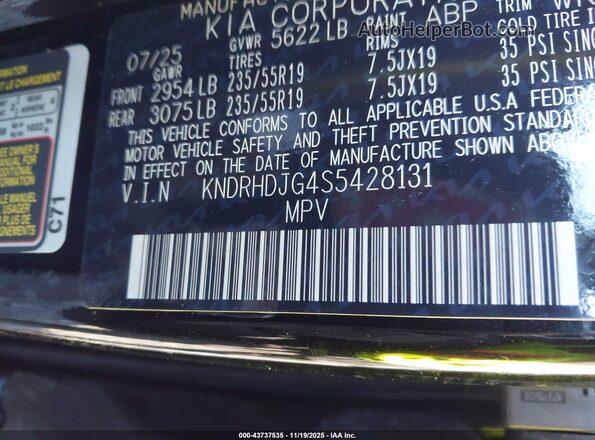 KNDRHDJG4S5428131 2025 KIA SORENTO HYBRID Black Вид підкапотного простору