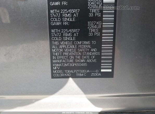 KNMAT2MT3GP650485 2016 NISSAN ROGUE Silver Widok komory silnika