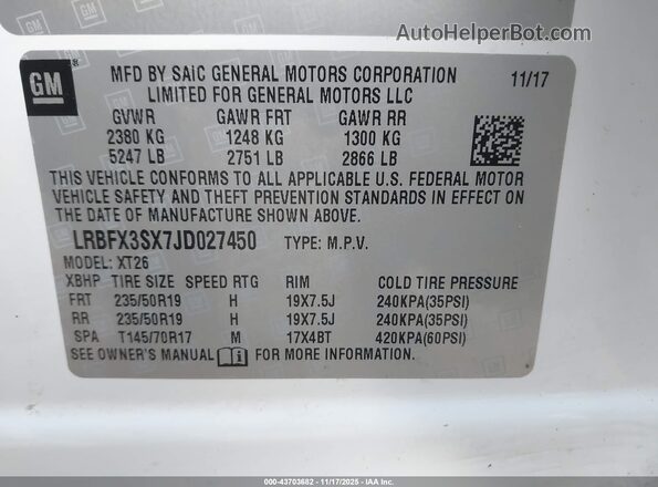 LRBFX3SX7JD027450 2018 BUICK ENVISION White Widok komory silnika