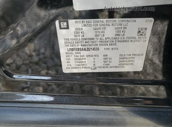 LRBFXBSA4LD214539 2020 BUICK ENVISION Черный Вид наклейки с VIN-кодом