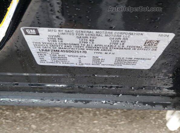 LRBFZME49SD025170 2025 BUICK ENVISION Black Вид наклейки з VIN-кодом