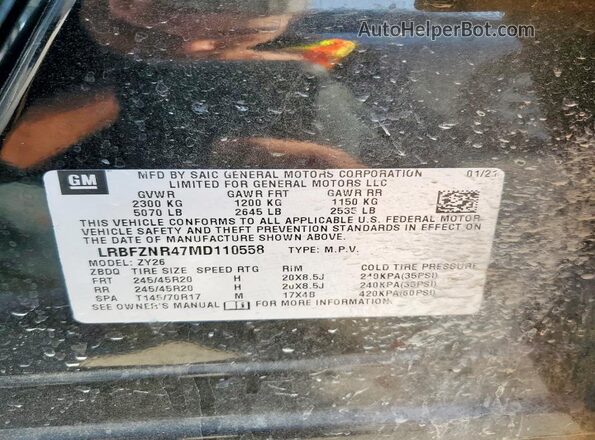 LRBFZNR47MD110558 2021 BUICK ENVISION Black VIN sticker view