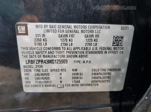 LRBFZPR43MD125909 2021 BUICK ENVISION Black VIN կոդի պիտակի տեսք