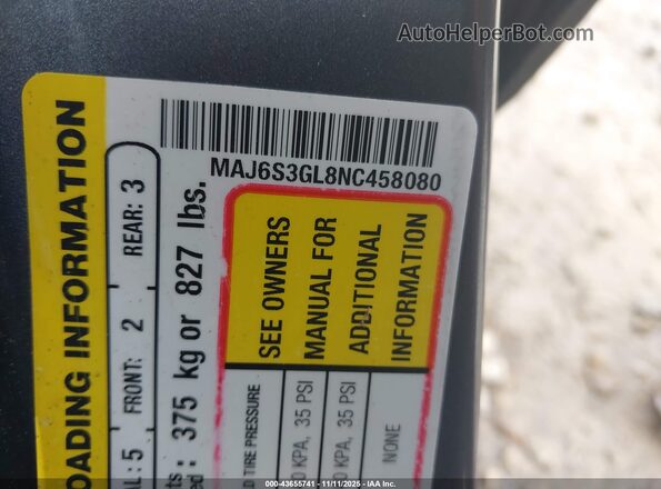MAJ6S3GL8NC458080 2022 FORD ECOSPORT Gray Vista del compartimento del motor