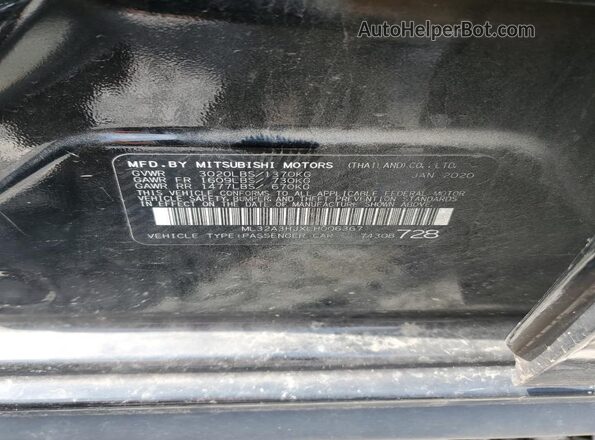ML32A3HJXLH006367 2020 MITSUBISHI MIRAGE Черный Вид подкапотного пространства
