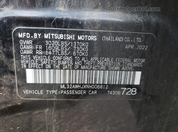 ML32AWHJXNH006812 2022 MITSUBISHI MIRAGE Black Engine compartment view