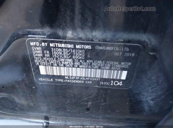 ML32F3FJ0LHF03497 2020 MITSUBISHI MIRAGE G4 Black Вид підкапотного простору
