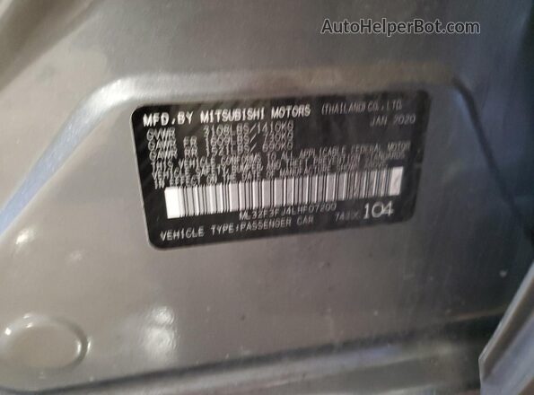 ML32F3FJ4LHF07200 2020 MITSUBISHI MIRAGE Gray Widok komory silnika