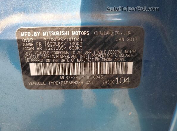 ML32F3FJ7HHF18845 2017 MITSUBISHI MIRAGE Blue Widok komory silnika