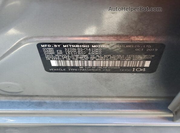 ML32F3FJ8LHF03568 2020 MITSUBISHI MIRAGE Gray ძრავის განყოფილების ხედი