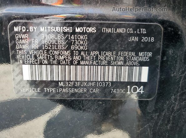 ML32F3FJXJHF10373 2018 MITSUBISHI MIRAGE Black 