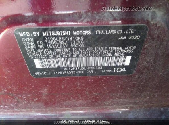 ML32F3FJXLHF09503 2020 MITSUBISHI MIRAGE G4  ძრავის განყოფილების ხედი