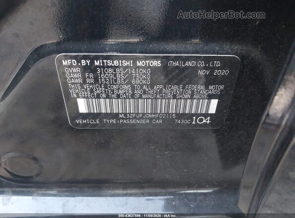 ML32FUFJ0MHF02115 2021 MITSUBISHI MIRAGE G4 Black ძრავის განყოფილების ხედი