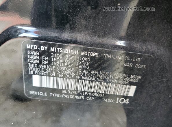 ML32FUFJ1PHF05061 2023 MITSUBISHI MIRAGE Black VIN կոդի պիտակի տեսք