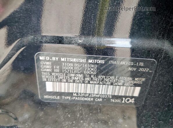 ML32FUFJ3PHF03375 2023 MITSUBISHI MIRAGE Черный Вид подкапотного пространства