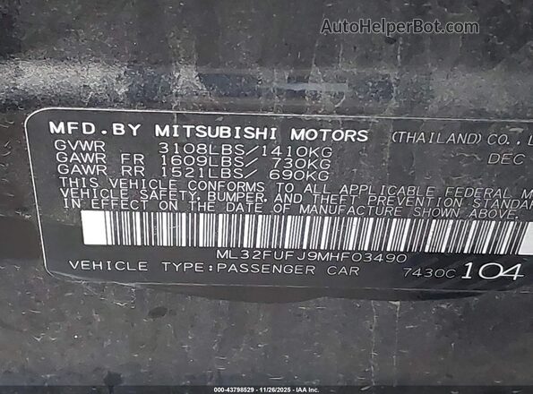 ML32FUFJ9MHF03490 2021 MITSUBISHI MIRAGE G4 Black ძრავის განყოფილების ხედი