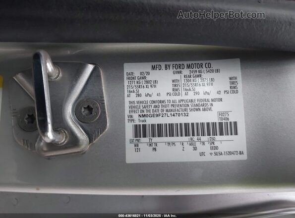NM0GE9F27L1470132 2020 FORD PASSENGER Silver Widok komory silnika