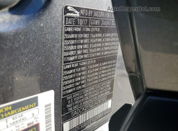 SADCK2FN2JA280932 2018 JAGUAR F-PACE Угольный Панорамный вид салона 360°