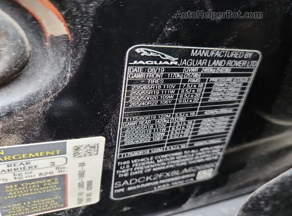 SADCK2FX8LA626860 2020 JAGUAR F-PACE Black 