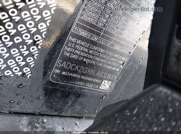 SADCK2GX6LA632817 2020 JAGUAR F-PACE Черный Вид подкапотного пространства
