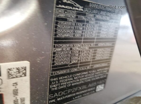 SADCP2FX8LA651937 2020 JAGUAR F-PACE Gray 