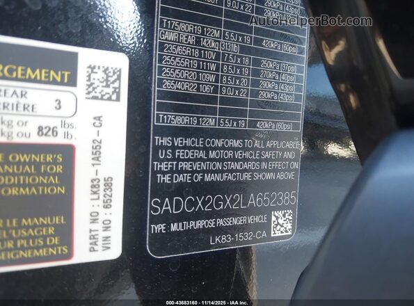 SADCX2GX2LA652385 2020 JAGUAR F-PACE Black 