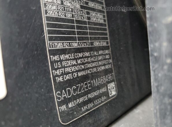 SADCZ2EE1MA684967 2021 JAGUAR F-PACE Black Widok naklejki z numerem VIN