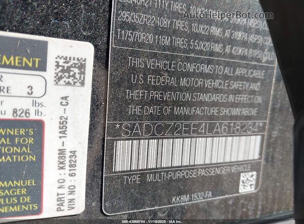 SADCZ2EE4LA618234 2020 JAGUAR F-PACE Black 