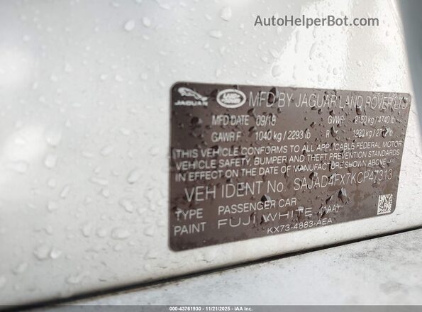 SAJAD4FX7KCP47313 2019 JAGUAR XF White 