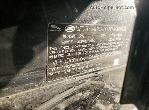 SAJAE4FX1LCP58015 2020 JAGUAR XF Gray Widok naklejki z numerem VIN