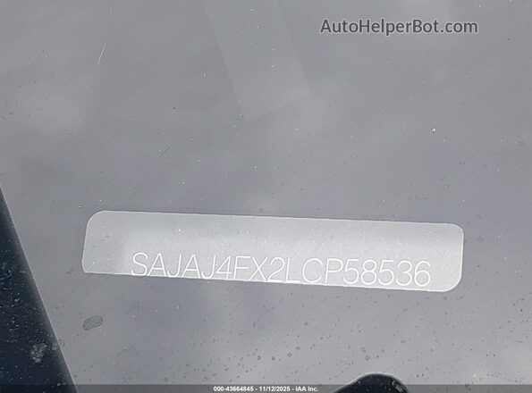 SAJAJ4FX2LCP58536 2020 JAGUAR XF White ძრავის განყოფილების ხედი