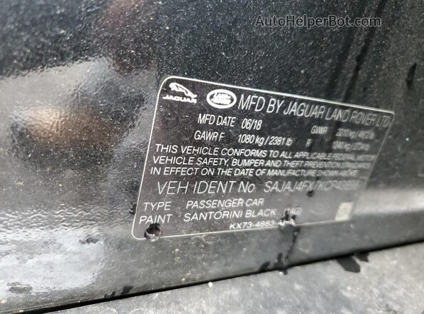 SAJAJ4FX7KCP43898 2019 JAGUAR XF Черный Вид подкапотного пространства