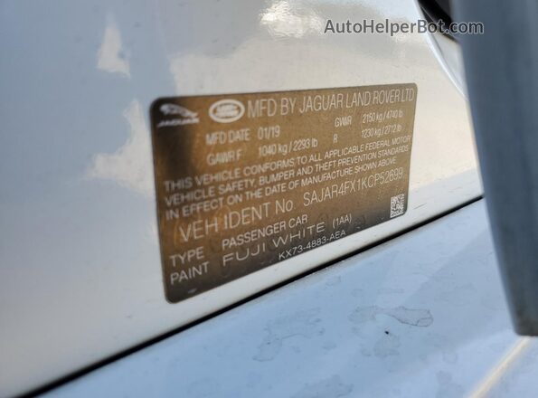 SAJAR4FX1KCP52699 2019 JAGUAR XF White 