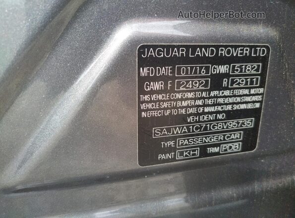 SAJWA1C71G8V95735 2016 JAGUAR XJ Charcoal Vista del compartimento del motor