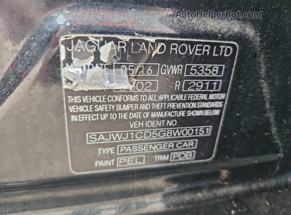 SAJWJ1CD5G8W00151 2016 JAGUAR XJ Black Vista del compartimento del motor