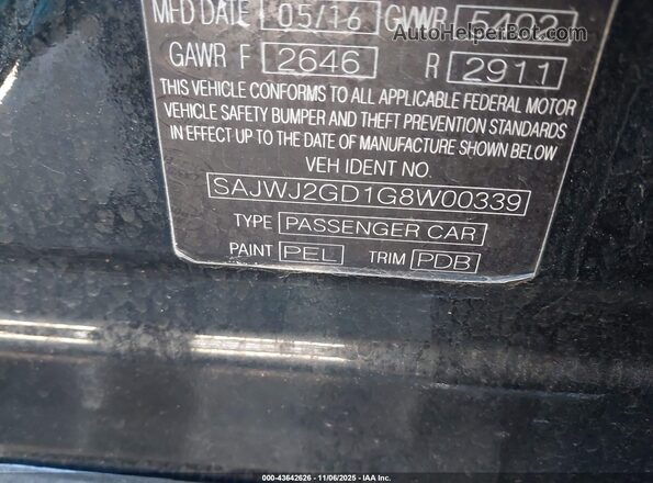 SAJWJ2GD1G8W00339 2016 JAGUAR XJ Black Engine compartment view
