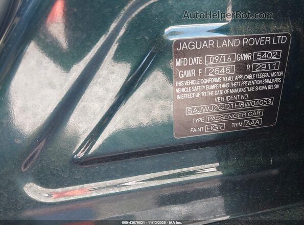 SAJWJ2GD1H8W04053 2017 JAGUAR XJ Green ძრავის განყოფილების ხედი